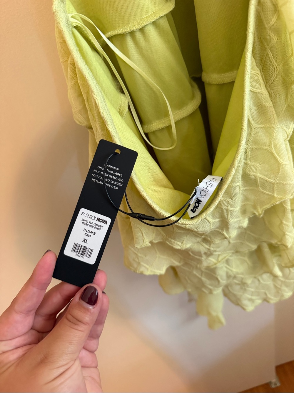 Fashion Nova Lime Green Ruffled Tiered Backless Mini Dress - Picture 4 of 7